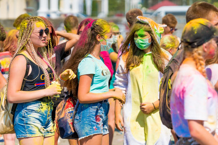 SOCHI , RUSSIA - JULY 07, 2018: COLOR FEST in Sochi. Russia. festival of colors in summer