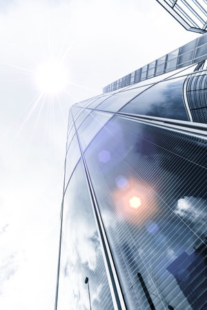 steel blue glass high rise building skyscrapers