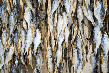 Dry fish in the market. salted fishの写真素材