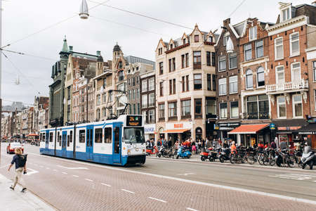 Amsterdam, Netherlands - September 5, 2017: Tram departing from Amstel stationのeditorial素材