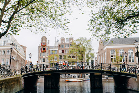 Amsterdam, Netherlands September 5, 2017 : Bridge over canal in Amsterdamのeditorial素材