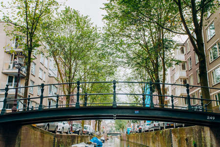 Amsterdam, Netherlands September 5, 2017 : Bridge over canal in Amsterdamのeditorial素材