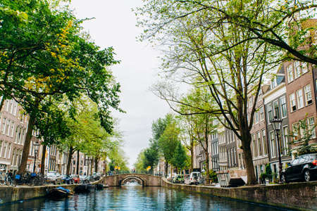 Amsterdam, Netherlands September 5, 2017: canals and rivers. City landscape. Tourist place. Sights.のeditorial素材