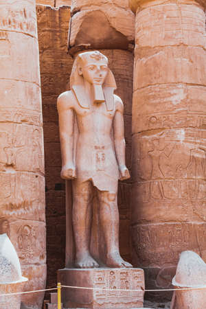 Statues and columns inside the temple of Luxor, Egyptの写真素材