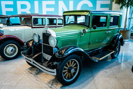 MOSCOW, RUSSIA - MAY 27, 2019: Willys-Overland  96A built at year 1929 vintage car at the free of charge exhibition at the Moscow Domodedovo Airportのeditorial素材