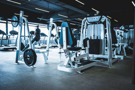 Gym interior with equipmentの写真素材