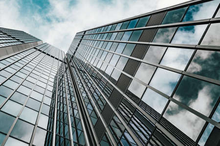 Glass surface of skyscrapers view in district of business centers.の写真素材