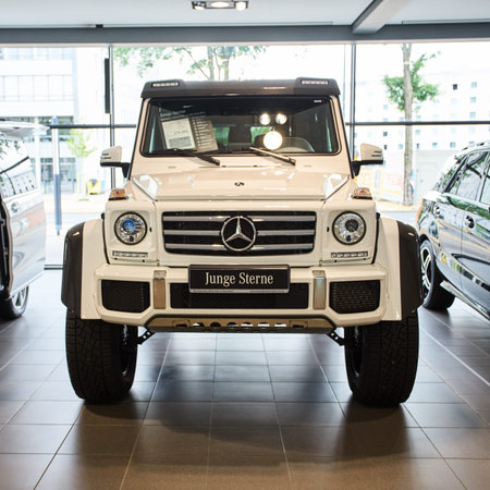 Germany, Dusseldorf July 17, 2019: The new modern Mercedes-Benz G 500  in the  Mercedes-Benz...