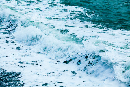 A huge waves on the ocean coast. Wonderful romantic seascape of ocean coastline