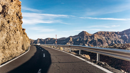 Mountain asphalt road in the mountains. Beautiful road in the mountains.