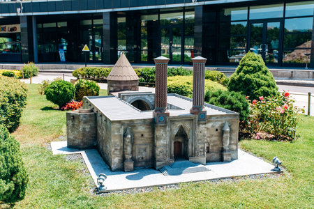 Istanbul, Turkey - July 12, 2017: A Copy Of the Twin Minaret Medrese in Miniaturk Park in Istanbul
