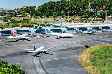 Istanbul, Turkey - July 12, 2017: the reduced copy of the Ataturk Airport. Miniaturk Park located in Istanbulのeditorial素材