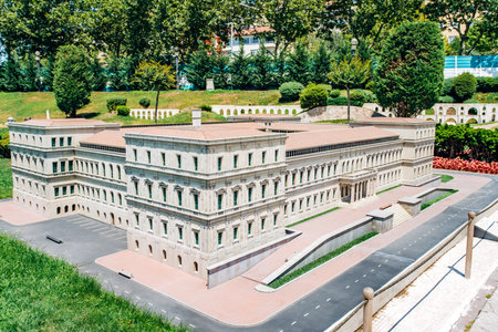Istanbul, Turkey-July 12, 2017: reduced replica of the Itu Macka Campus. Miniaturk Park is located in Istanbulのeditorial素材