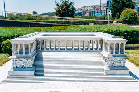 Istanbul, Turkey - July 12, 2017: the reduced copy of the Zeus Altar at Miniaturk Parkのeditorial素材