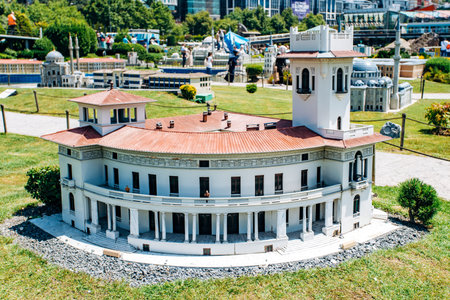 Istanbul, Turkey-July 12, 2017: reduced replica of the Khedives villa. Miniaturk Park is located in Istanbulのeditorial素材