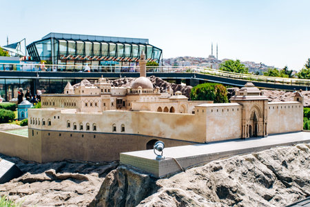 Istanbul, Turkey-July 12, 2017: exact copy Ishak Pasa palace in miniaturk Parkのeditorial素材