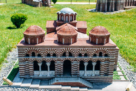 Istanbul, Turkey-July 12, 2017: reduced replica of the Molla Gurani mosque. Miniaturk Park is located in Istanbulのeditorial素材