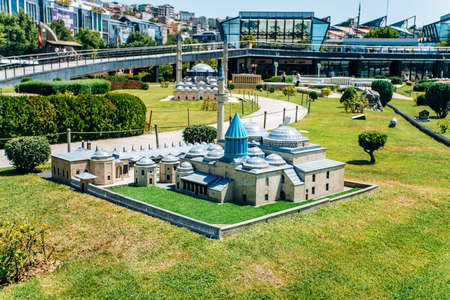 Istanbul, Turkey-July 12, 2017: exact copy Mausoleum of Mevlana in miniaturk Parkのeditorial素材
