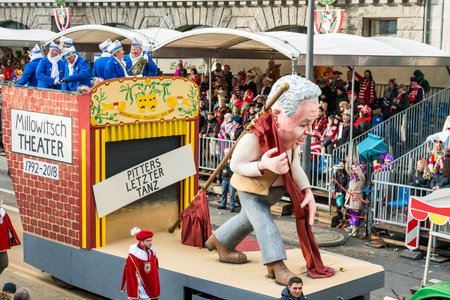 Cologne, Germany - FEBRUARY 12: People at a carnival in Cologne, Germany on February 12, 2018. The...