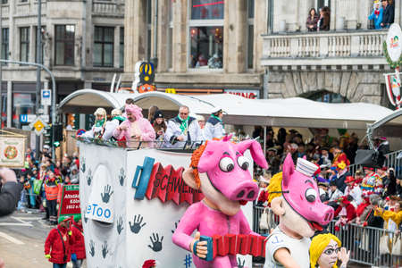 Cologne, Germany - FEBRUARY 12: People at a carnival in Cologne, Germany on February 12, 2018. The Cologne Carnival is a carnival that takes place every year in Cologneのeditorial素材
