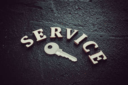 key service word on black backgroundの写真素材