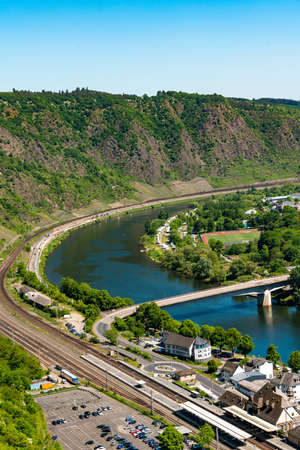 Cityscape of Cochem, historic German city along the river Moselleの写真素材