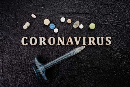 coronavirus word written on wood block. coronavirus conceptの写真素材