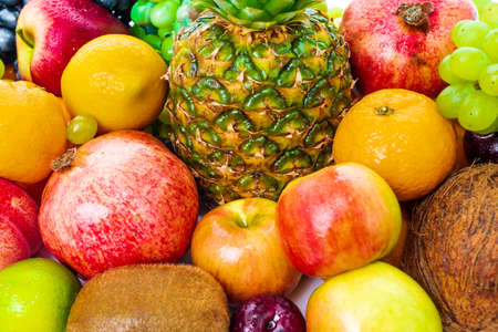 Fresh fruits background.Healthy eatingの写真素材