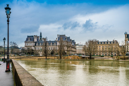 Street view in the historical center of Paris, Franceの写真素材