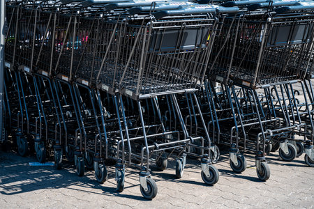 Supermarket shopping carts In The Storeの写真素材