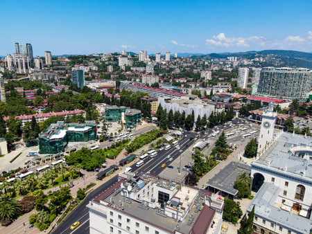 Sochi aerial panoramic view, Russiaのeditorial素材