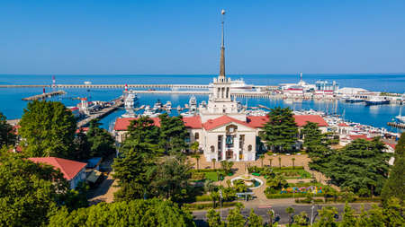 Port of Sochi in the central region of Sochi, Krasnodar Krai, Russia. Aerial viewの写真素材