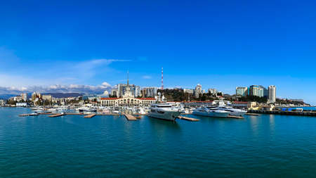 Sochi Marine Station and the yacht pierの写真素材