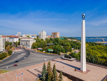 RUSSIA, Ulyanovsk 26 August 2021: Aerial view of the center of Ulyanovsk, Russia.のeditorial素材