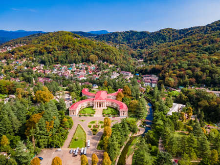 Sochi, Russia - September 15, 2021: The building of balneotherapy hospital Matsesta. Health resort Matsesta. Aerial viewのeditorial素材