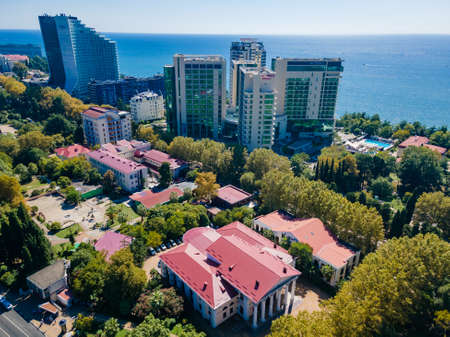Sochi, Russia - September 13, 2021: Aerial photography photo. The resort city of Sochi.のeditorial素材