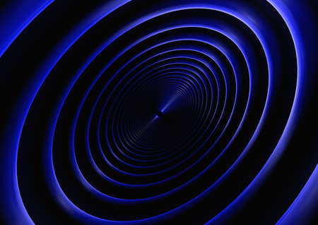 Round abstract tunnel, blue neon.の写真素材