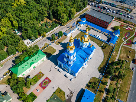 RUSSIA, Ulyanovsk 26 August 2021: Aerial view of the center of Ulyanovsk, Russia.のeditorial素材