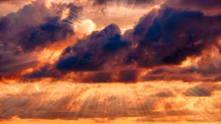 Dramatic sunset sky landscape background.の写真素材