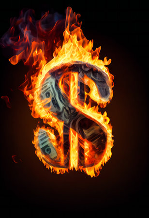Burning dollar sign.  Generative AIの素材