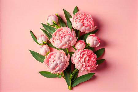 Flowers on a pink background.  Generative AIの素材