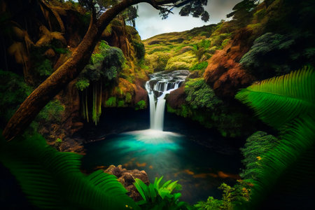 Majestic Waterfalls.  Generative AIの素材