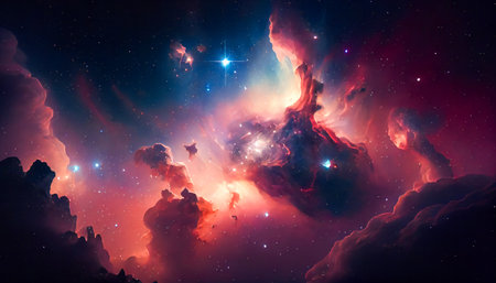 stars and nebulae in the night sky. Generative AIの素材