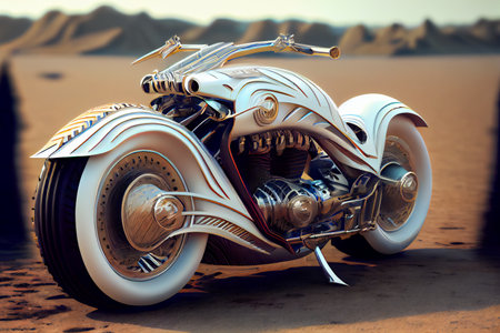 Chrome futuristic motorcycle.  Generative AIの素材