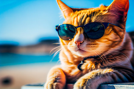 Cute cat with sunglasses.  Generative AIの素材
