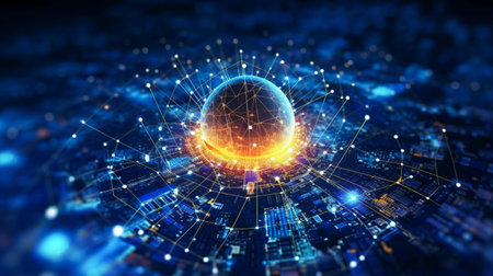 Global Connections. Modern city network communication concept. IOT Internet of things wireless technologyの素材