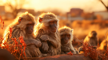 Baboon Harmony in the African Duskの素材