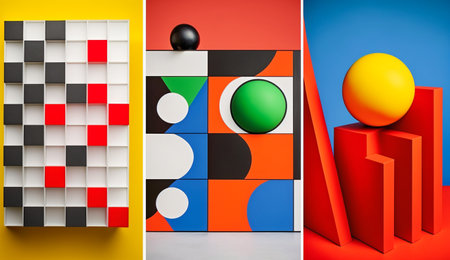 Bright and Bold Wallpaper. Geometric Art Conceptの素材