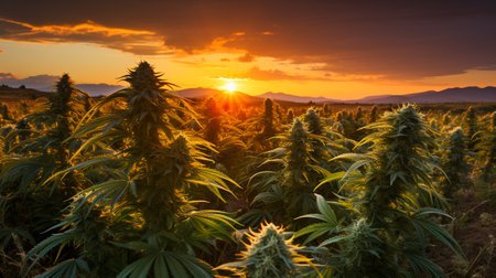 Harmony in Hemp Farming. Cannabis fieldの素材