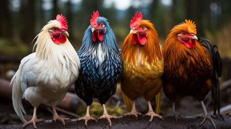 Chickens on a farmの素材